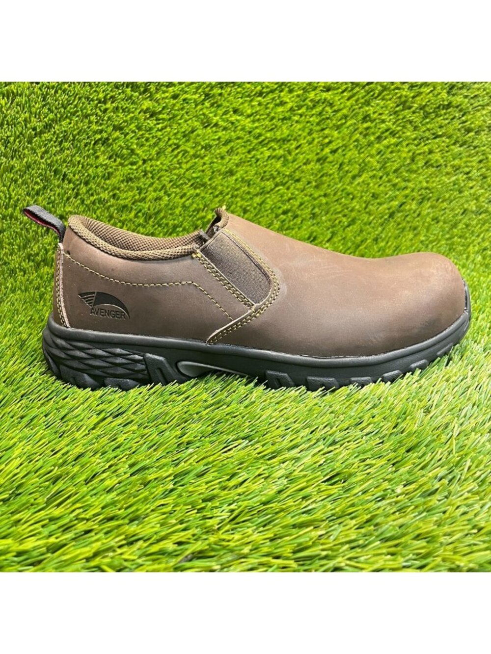 Avenger Flight Low Mens Size 10 Brown Black Alloy Toe Safety Work Slip-On Shoes